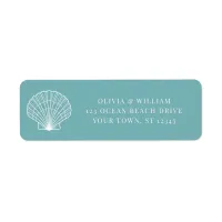 Light Teal Seashell Beach Wedding Return Address Label