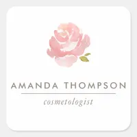 Chic Watercolor Blush Pink Rose Square Sticker