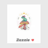 Cottagecore Aesthetic Goblincore Frog Wizard On Mu Sticker