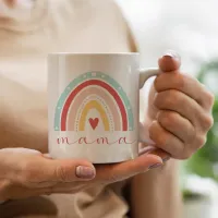 Cute Boho Rainbow Heart Mama Mom Mothers Day Coffee Mug