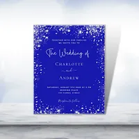 Royal blue silver glitter wedding invitation