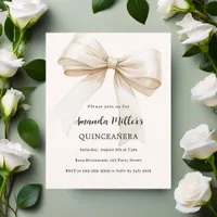 Beige bow elegant Quinceanera invitation