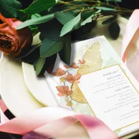 Wildflower Wedding Watercolor Menu Gold ID954