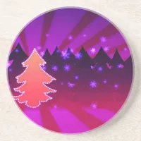 Christmas Trees Shades of Purple Coaster