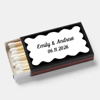 Modern Minimalist Black and White Custom Wedding Matchboxes