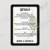 Modern Arched Black Gold Wedding Botanical Theme Enclosure Card