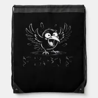 Crow, Retro F-Caw-F Bird Crow Funny Crow Bird Cawi Drawstring Bag