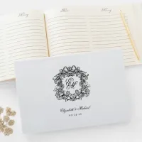 Elegant Vintage Monogram Crest Wedding Guest Book