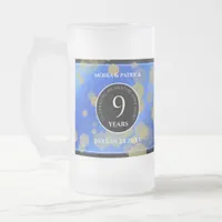 Elegant 9th Lapis Lazuli Wedding Anniversary Frosted Glass Beer Mug