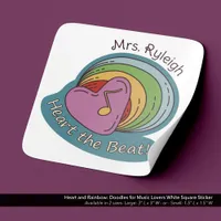 Heart and Rainbow: Doodles for Music Lovers White Square Sticker