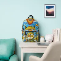 Chaotic and Colorful Fantasy Creatures Dall-E Art Printed Backpack