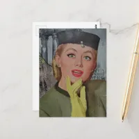 Gorgeous Woman From 1950s era Collage Postcard