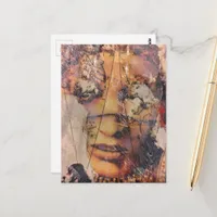 collage with face abstract  mixed media postcard
