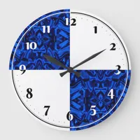 Dark blue satin pattern quarter trendy large clock