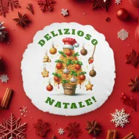 Funny Spaghetti Christmas Tree Delizioso Natale! Round Pillow