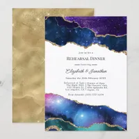 Faux Glitter Agate Cosmic Rehearsal Dinner Invitation