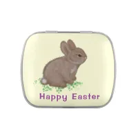 Cute Bunny in Clover Happy Easter Candy Tin