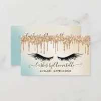 Makeup EyeLashes Sparkle Gold Glitter Drip  Business Card