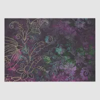 Vintage Gold Floral Grunge Damask Tissue Paper