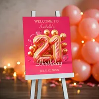 Glamorous Gold and Pink 21st Birthday Foam Board