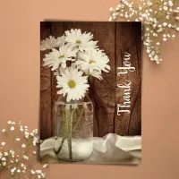 Mason Jar White Daisies Barn Wedding Thank You