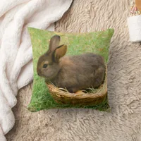 Cute baby rabbit throw pillow