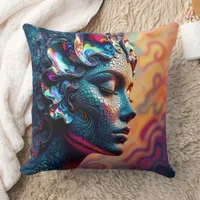 Stunning Paua Rainbow Abalone Sea Siren Mermaid Throw Pillow