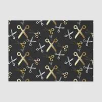 Shiny Gold & Silver Scissors Pattern Hairstylist  Tissue Paper