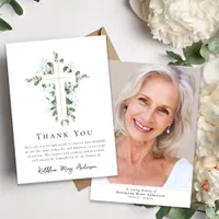 Sympathy Eucalyptus Cross Funeral  Thank You Card