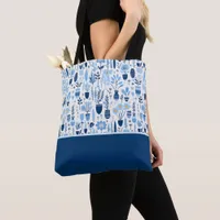 Blue, White, Yellow Container Plants, Color Block Tote Bag