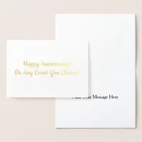 Custom Anniversary or Event Message Inside Gold Foil Card