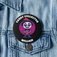 Cute Candy Collector Skeleton Boys Halloween Button