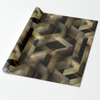 Black and Gold Classy Geometric Pattern Gift Wrapping Paper