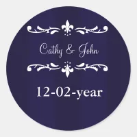 navy blue fleur de lis envelope sticker