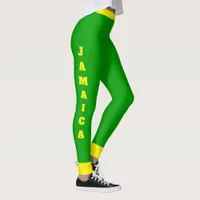 Jamaican Flag Colors Add Your Own Text Typographic Leggings