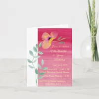 Elegant pink floral 50 Birthday folded invitation 