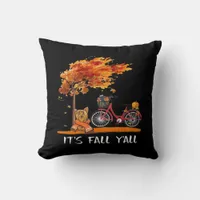 Cute Yorkshire Autumn Kawaii Yorkie It’s Fall Y’al Throw Pillow