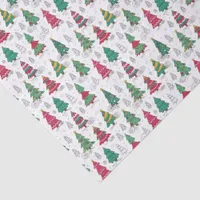 Quirky Whimsical Decorated Christmas Trees Doodles Tissue Paper