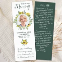 Eucalyptus Sunflower Memorial Photo Prayer Funeral Bookmarks