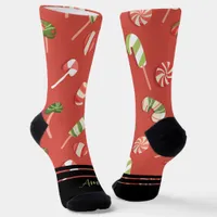 Customizable Red Christmas Candy Socks