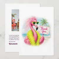 Beach Please Flamingo Bachelorette Photo Thank You Card