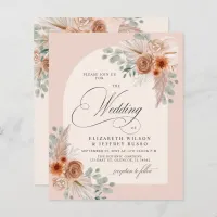 Budget Terracotta Pampas Wedding Invitation