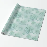 Snowflakes Shimmering Iridescent Winter Green Wrapping Paper