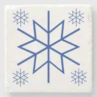 Stone Coaster - Blue Snowflakes