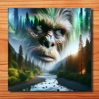 Bigfoot, Mountains, River and Forest Acrylic Print