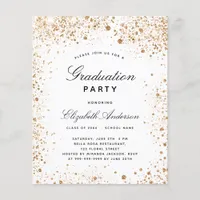 Budget graduation white gold glitter invitation