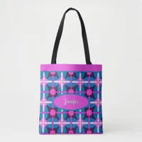 Retro 1960s Style in Pink, Purple and Blue  Tote Bag