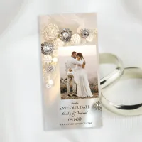 White Pearl Diamond Buttons Wedding Save the Date