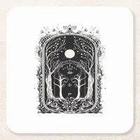 Goblincore Fantasy Gate To  Classic Square Paper Coaster
