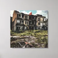 Post Apocalyptic Destruction | Abandoned Buildings Canvas Print